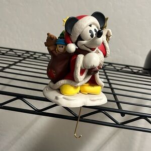 Hallmark Disney Mickey Mouse Santa Bell Christmas STOCKING HANGER Holder Hook